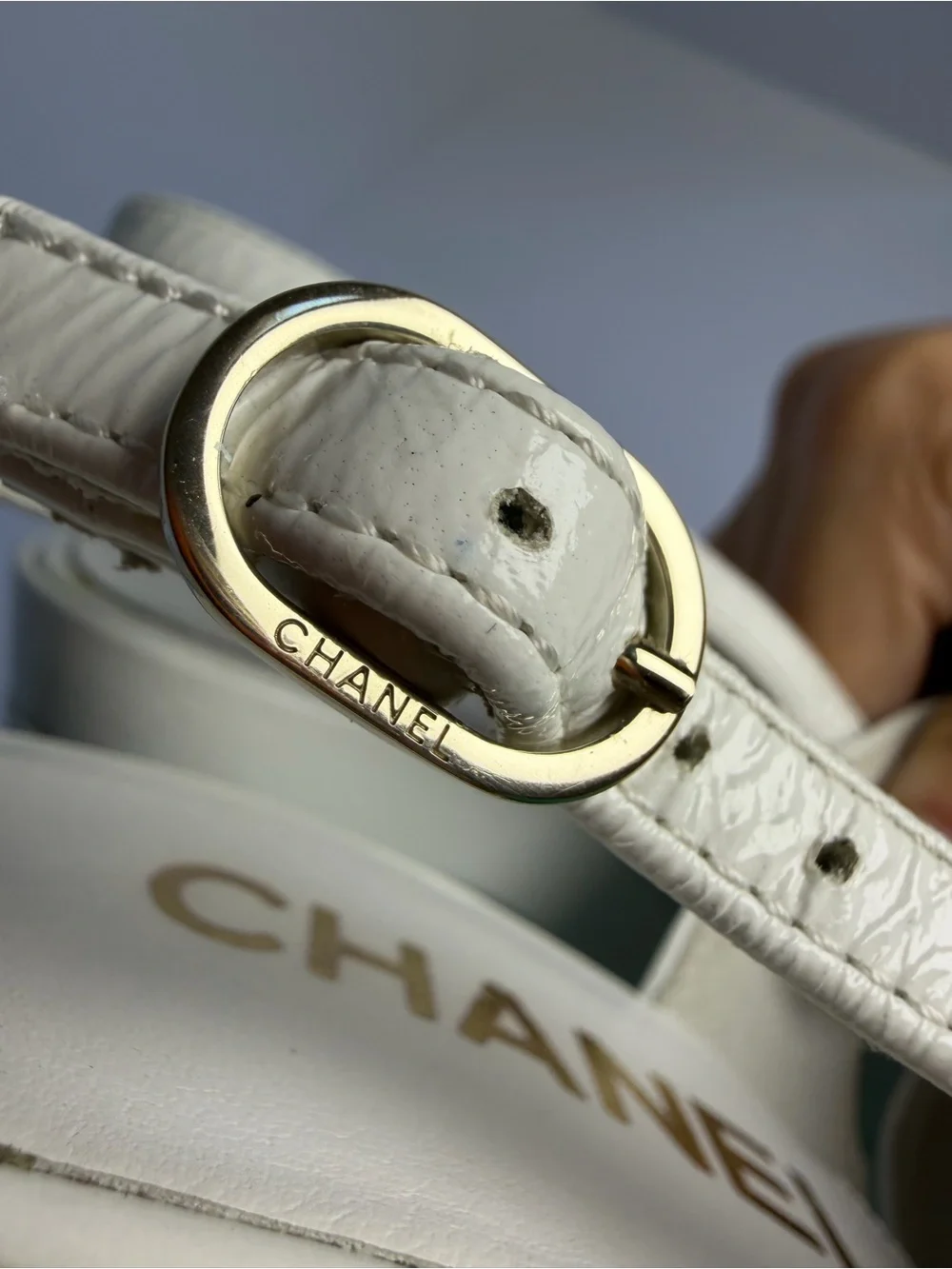 Chanel Pre-Fall 2023 Paris-Dakar Runway White Patent Leather Platform Slingback